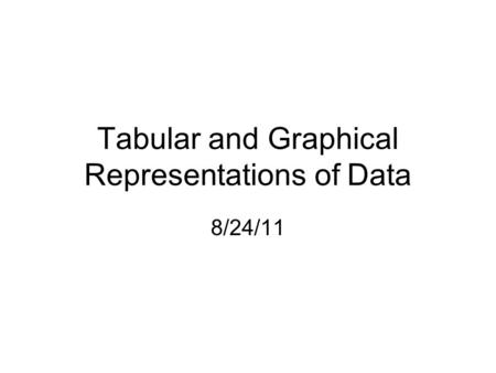 Tabular and Graphical Representations of Data 8/24/11.