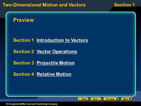 Preview Section 1 Introduction to Vectors Section 2 Vector Operations