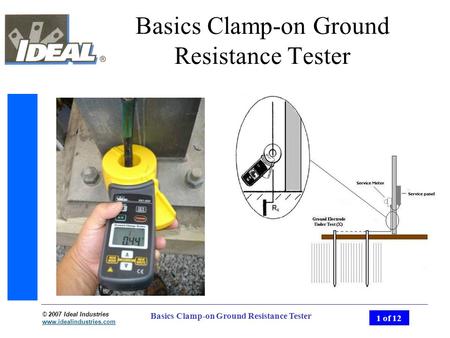 © 2007 Ideal Industries www.idealindustries.com 1 of 12 Basics Clamp-on Ground Resistance Tester.