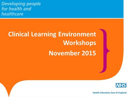 Clinical Learning Environment Workshops November 2015.