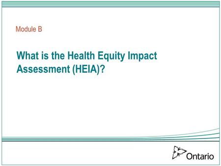 What is the Health Equity Impact Assessment (HEIA)? Module B.