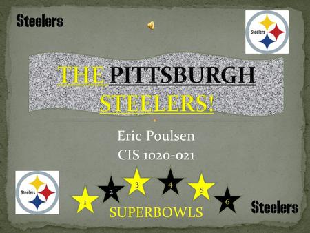 Eric Poulsen CIS 1020-021 SUPERBOWLS. Founded in 1933 by Art Roony as Pittsburgh Pirates Oldest franchise in the AFC Fifth oldest franchise in the NFL.