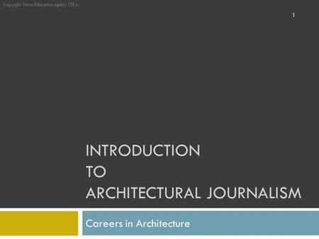 Introduction to Architectural Journalism