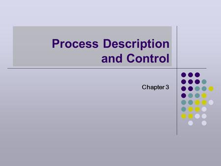 Process Description and Control Chapter 3. Source Modified slides from Missouri U. of Science and Tech.