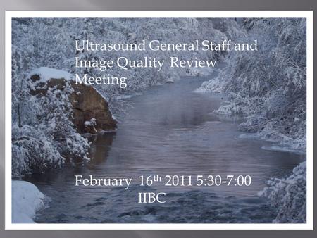 Ultrasound General Staff and Image Quality Review Meeting February 16 th 2011 5:30-7:00 IIBC.