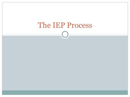 The IEP Process. Identification Students with an identified special need must have an IEP unless  little or no adaptations to materials, instruction.