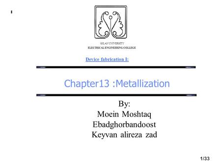 Chapter13 :Metallization