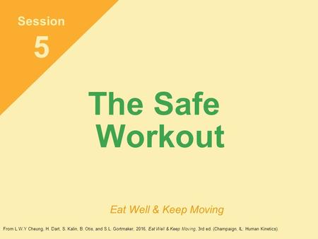 The Safe Workout Session 5 Eat Well & Keep Moving From L.W.Y Cheung, H. Dart, S. Kalin, B. Otis, and S.L. Gortmaker, 2016, Eat Well & Keep Moving, 3rd.