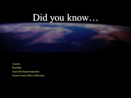 Did you know… Created by Dan Blake Career Development Specialist Sonoma County Office of Education.