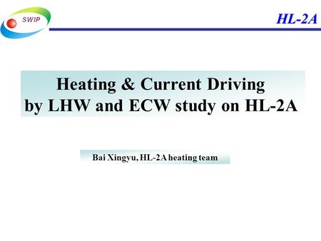 HL-2A Heating & Current Driving by LHW and ECW study on HL-2A Bai Xingyu, HL-2A heating team.