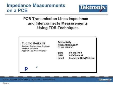 Impedance Measurements on a PCB