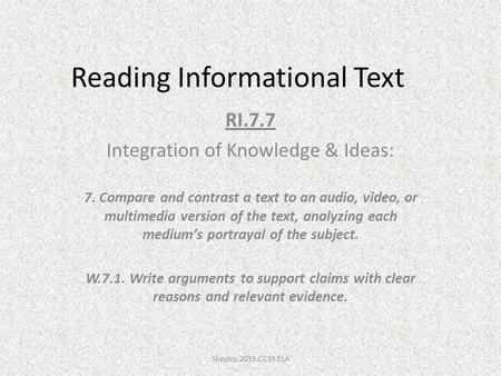 Reading Informational Text