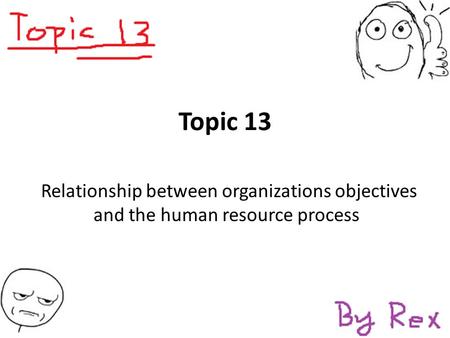 Topic 13 Relationship between organizations objectives and the human resource process.