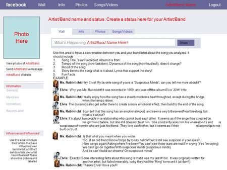 Facebook WallInfoPhotosSongs/VideosArtist/Band NameLogout View photos of Artist/Band Send Artist/Band a message Artist/Band Website Wall InfoPhotosSongs/Videos.