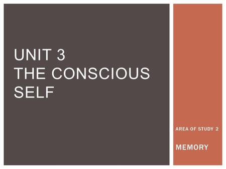 UNIT 3 THE CONSCIOUS SELF