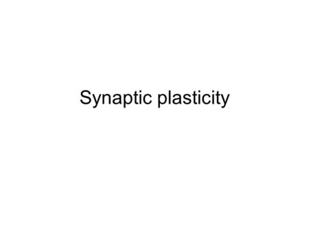 Synaptic plasticity. Definition Alteration of synapse response to input.