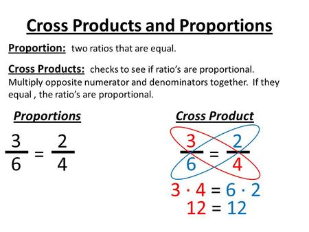 Cross Products and Proportions