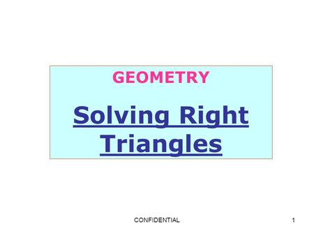 Solving Right Triangles