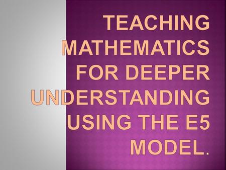 Create a 5 Whys. Think about the purpose of maths and what type of mathematical learners you wish to create in the classroom.