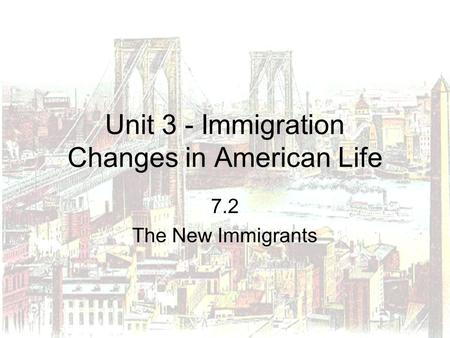 Unit 3 - Immigration Changes in American Life