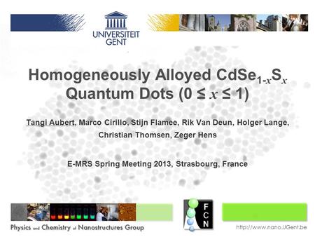 Homogeneously Alloyed CdSe1-xSx Quantum Dots (0 ≤ x ≤ 1)