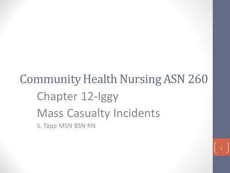 Community Health Nursing ASN 260