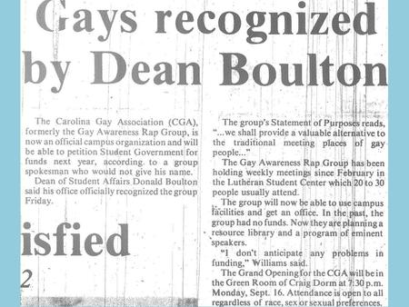 Dean Boulton’s response to a complaint about the Carolina Gay Association (Folder 305, Box 6, Records of the Student Union of the University of North.