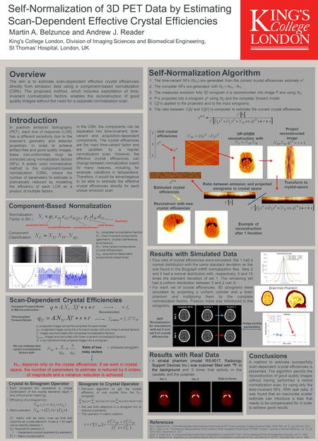 Introduction In positron emission tomography (PET), each line of response (LOR) has a different sensitivity due to the scanner's geometry and detector.