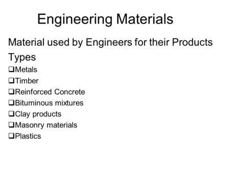 Engineering Materials