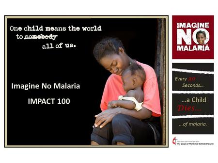 Every 30 Seconds… …a Child Dies… …of malaria. Imagine No Malaria IMPACT 100.