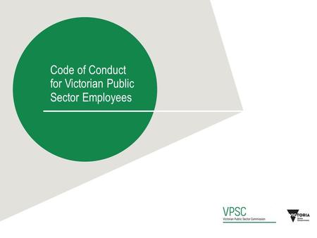 Code of Conduct for Victorian Public Sector Employees