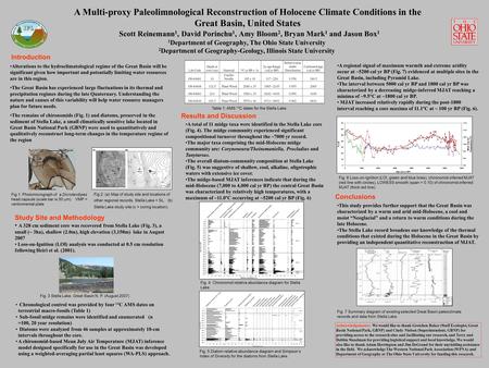 A Multi-proxy Paleolimnological Reconstruction of Holocene Climate Conditions in the Great Basin, United States 1 Department of Geography, The Ohio State.