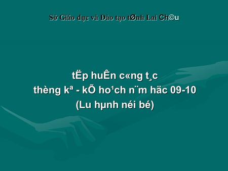 Sở Giáo dục và Đào tạo t Ø nh Lai Ch©u tËp huÊn c«ng t¸c thèng kª - kÕ ho¹ch n¨m häc 09-10 (L­u hµnh néi bé)