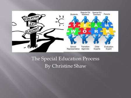 The Special Education Process By Christine Shaw.  Anyone can make a referral (ages 2.5-21).  Referral received in writing.  School has 15 days to “dispose”