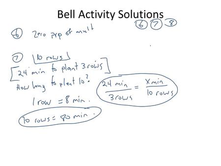 Bell Activity Solutions. Book Check Will be Friday. Have your correct book for an easy pass or fail quiz grade (Yes we will also have our regularly.