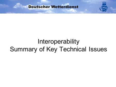 Interoperability Summary of Key Technical Issues.