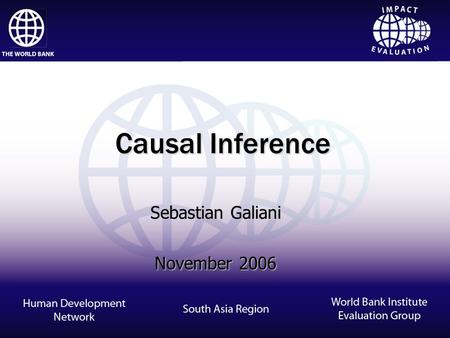 Impact Evaluation Sebastian Galiani November 2006 Causal Inference.