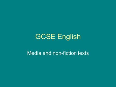 Media and non-fiction texts