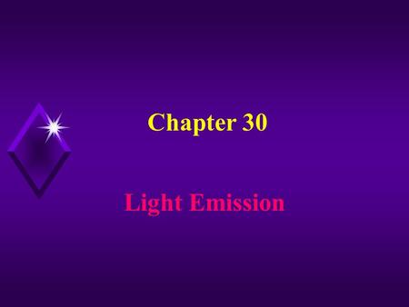 Chapter 30 Light Emission Radio waves are produced by electrons moving up and down an antenna. Visible light is produced by electrons changing energy.