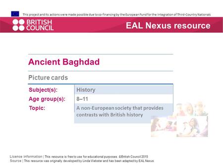 This project and its actions were made possible due to co-financing by the European Fund for the Integration of Third-Country Nationals Ancient Baghdad.