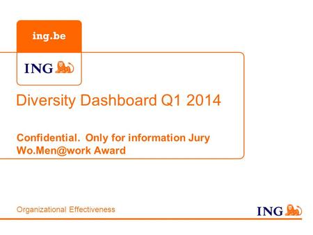 Diversity Dashboard Q1 2014 Confidential. Only for information Jury Award Organizational Effectiveness.