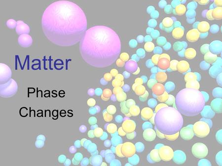 Matter Phase Changes. Particles in Matter Particles in matter are atoms and molecules. They have a force of attraction for each other. They are constantly.