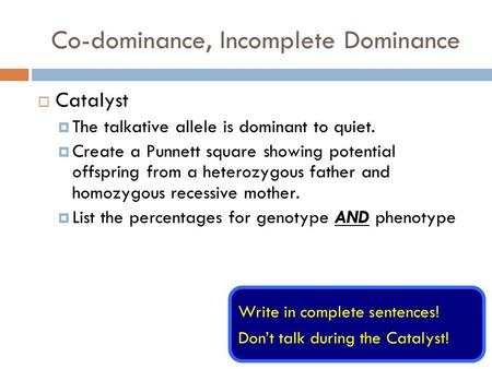 Co-dominance, Incomplete Dominance