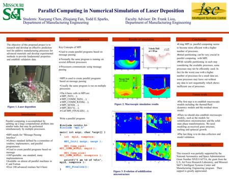 Parallel Computing in Numerical Simulation of Laser Deposition The objective of this proposed project is to research and develop an effective prediction.