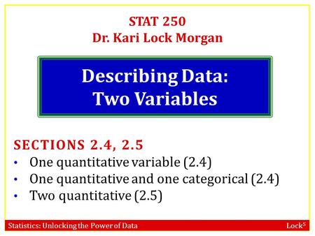 Describing Data: Two Variables