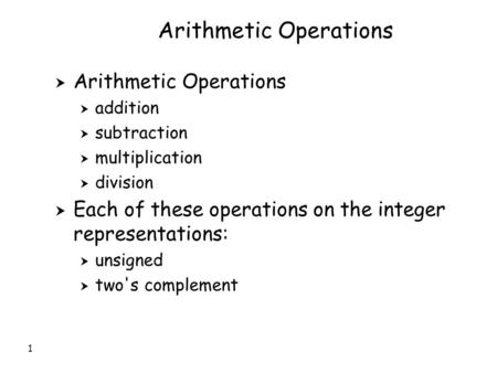 Arithmetic Operations