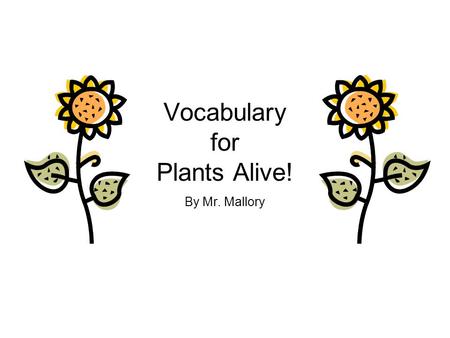 Vocabulary for Plants Alive! By Mr. Mallory store When you store something, you keep it until you need it.