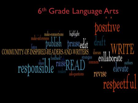 6 th Grade Language Arts. Class - Workshop Model Each class period will begin with a class read-aloud which serves as a time to model reading, thinking,