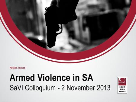 Armed Violence in SA SaVI Colloquium - 2 November 2013 Natalie Jaynes.