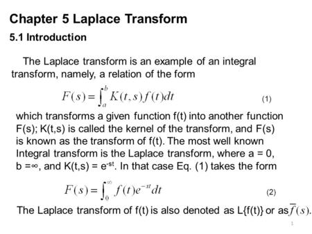 Chapter 5 Laplace Transform